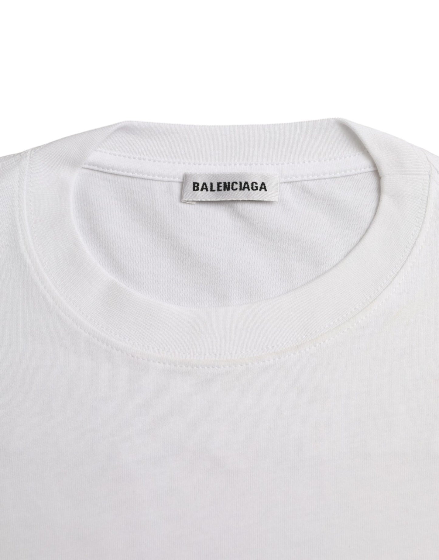 Camiseta Balenciaga de Algodón Blanca de Cuello Redondo y Manga Corta