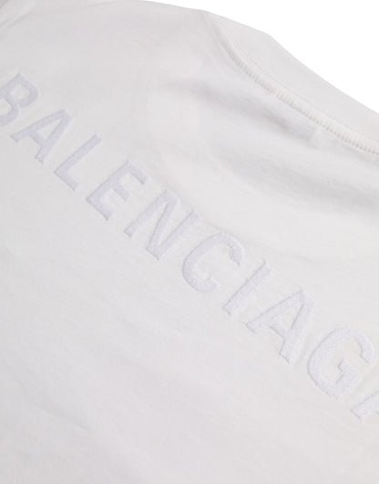 Camiseta Balenciaga de Algodón Blanca de Cuello Redondo y Manga Corta