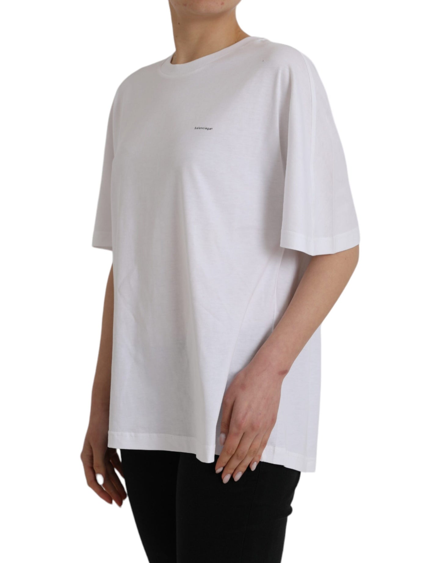 Camiseta Balenciaga de Algodón Blanca de Cuello Redondo y Manga Corta