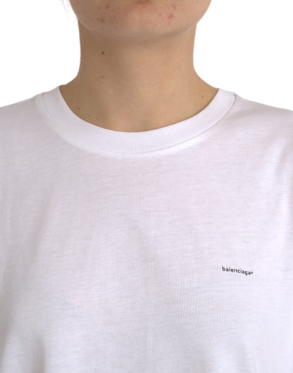 Camiseta Balenciaga de Algodón Blanca de Cuello Redondo y Manga Corta