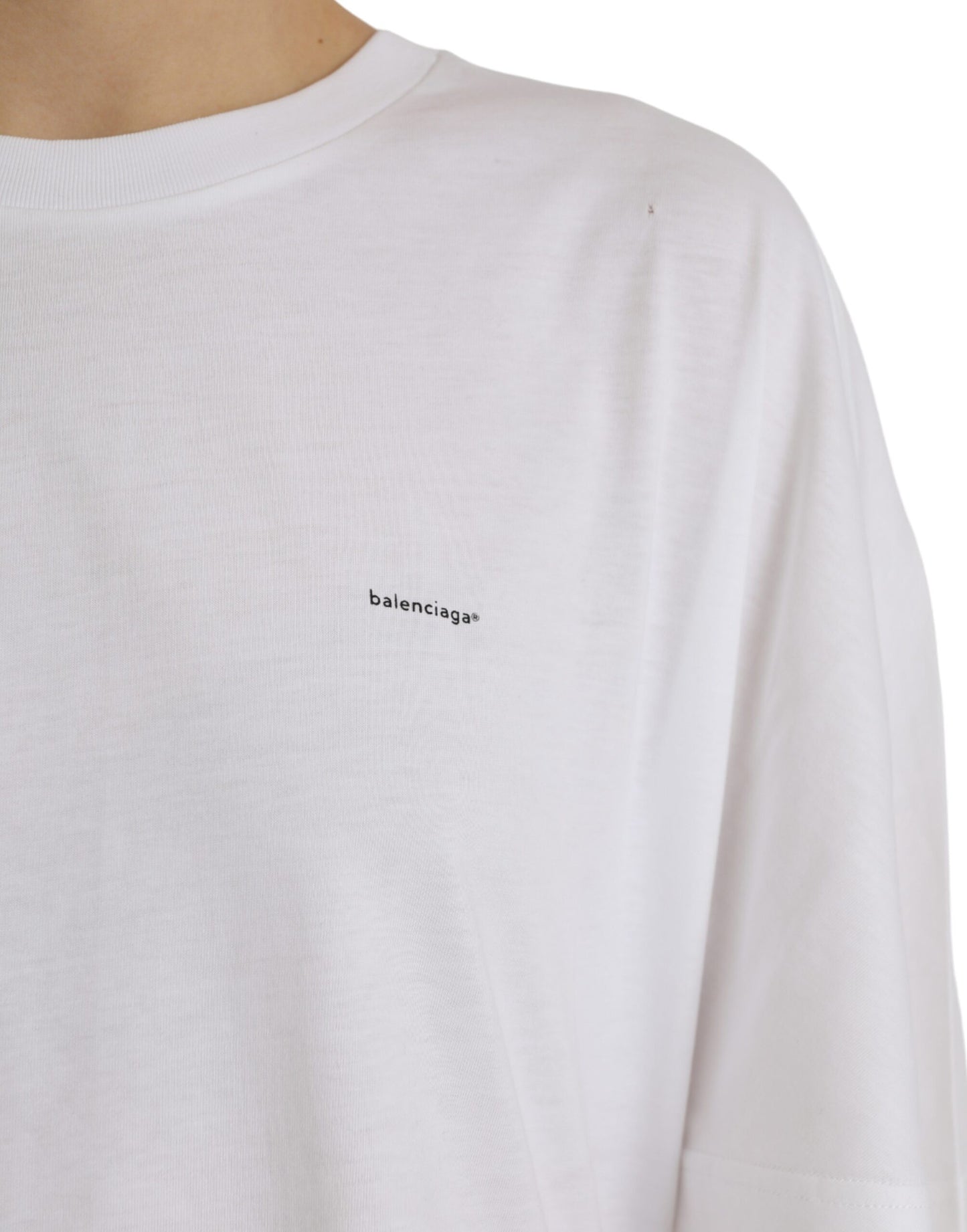 Camiseta Balenciaga de Algodón Blanca de Cuello Redondo y Manga Corta