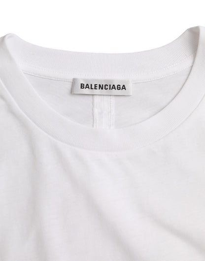 Camiseta Balenciaga de Algodón Blanca de Cuello Redondo y Manga Corta