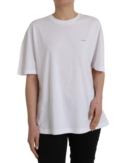 Camiseta Balenciaga de Algodón Blanca de Cuello Redondo y Manga Corta