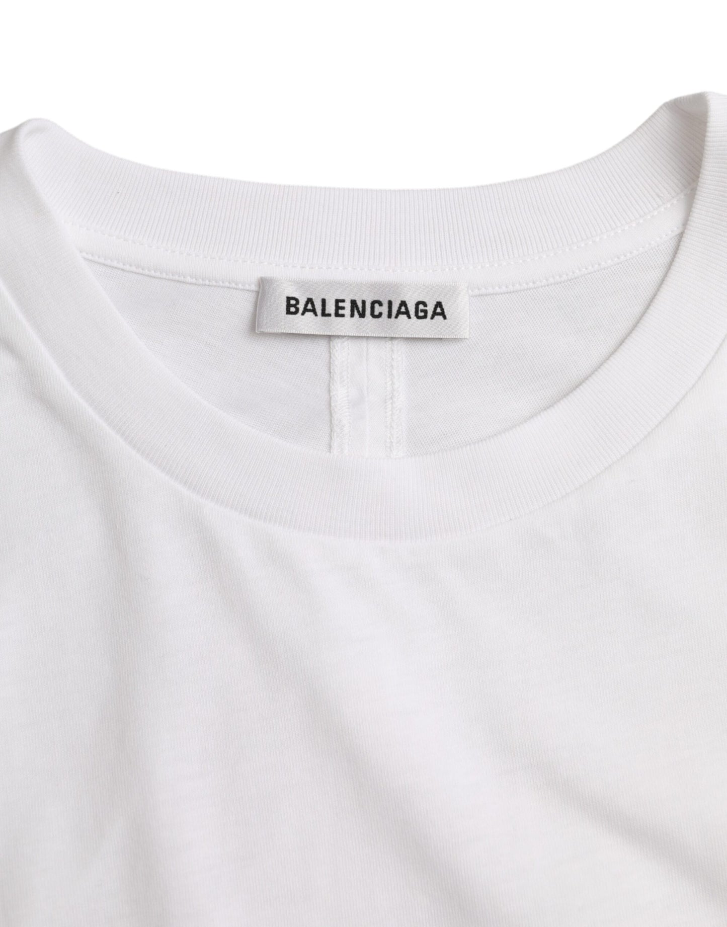 Camiseta Balenciaga de Algodón Blanca de Cuello Redondo y Manga Corta