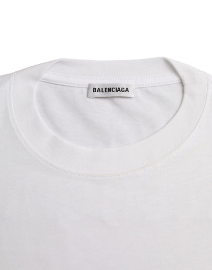 Camiseta de manga corta y cuello redondo de algodón blanco de Balenciaga