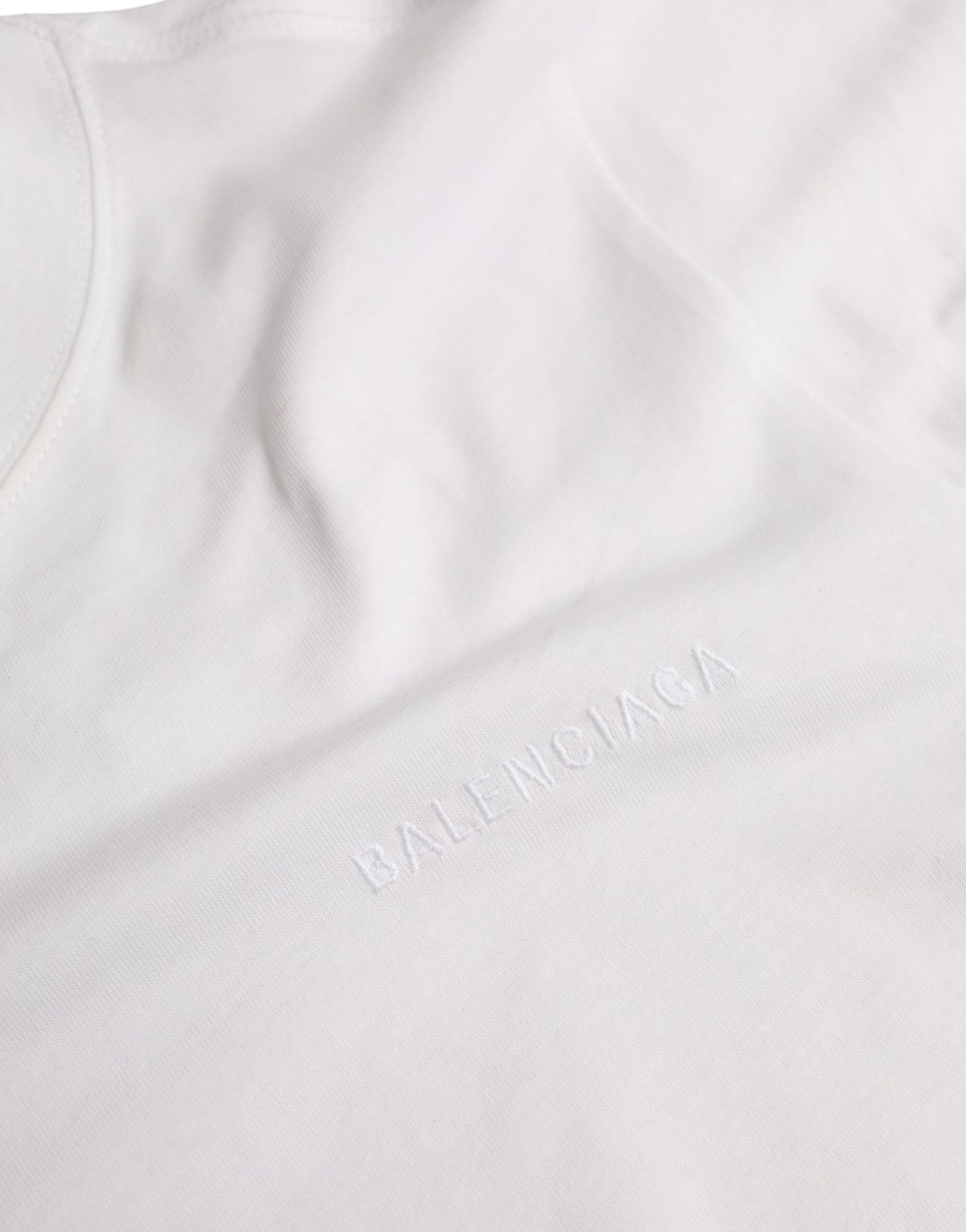 Camiseta de manga corta y cuello redondo de algodón blanco de Balenciaga