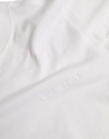 Camiseta de manga corta y cuello redondo de algodón blanco de Balenciaga