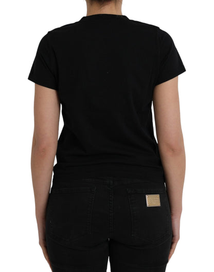 Camiseta Balenciaga negra de algodón con cuello redondo, logo y manga corta