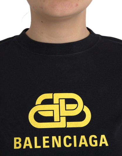 Camiseta Balenciaga negra de algodón con cuello redondo, logo y manga corta