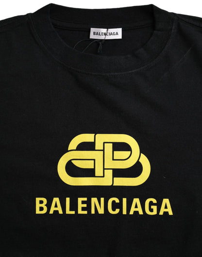 Camiseta Balenciaga negra de algodón con cuello redondo, logo y manga corta