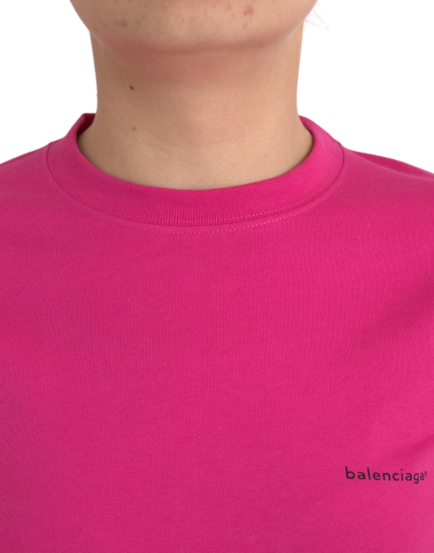 Camiseta Balenciaga Rosa de Algodón con Cuello Redondo y Manga Corta