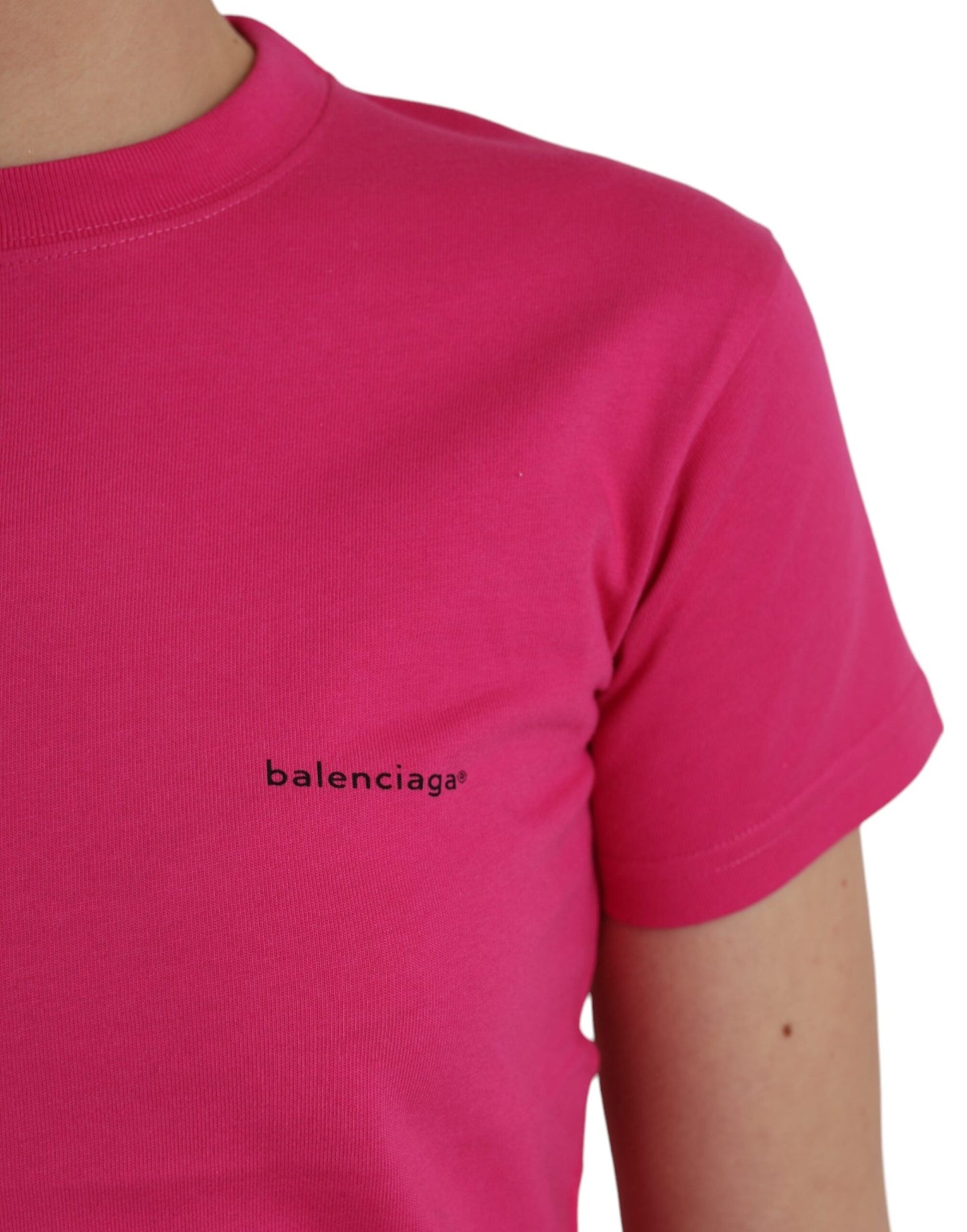 Camiseta Balenciaga Rosa de Algodón con Cuello Redondo y Manga Corta