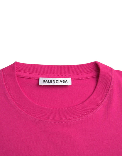 Camiseta Balenciaga Rosa de Algodón con Cuello Redondo y Manga Corta