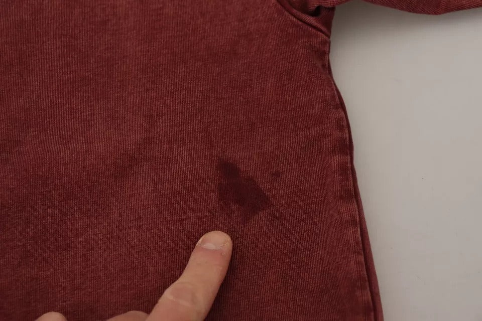 Camiseta de algodón Dolce & Gabbana color granate con cuello redondo y estampado