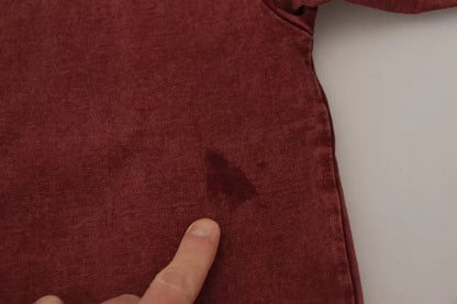 Camiseta de algodón Dolce & Gabbana color granate con cuello redondo y estampado