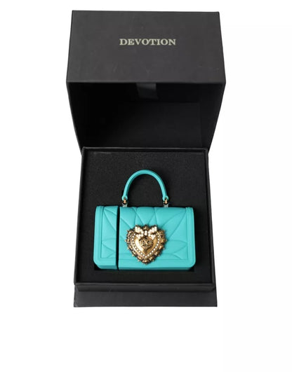 Funda de AirPods de silicona turquesa con forma de corazón Devotion de Dolce & Gabbana