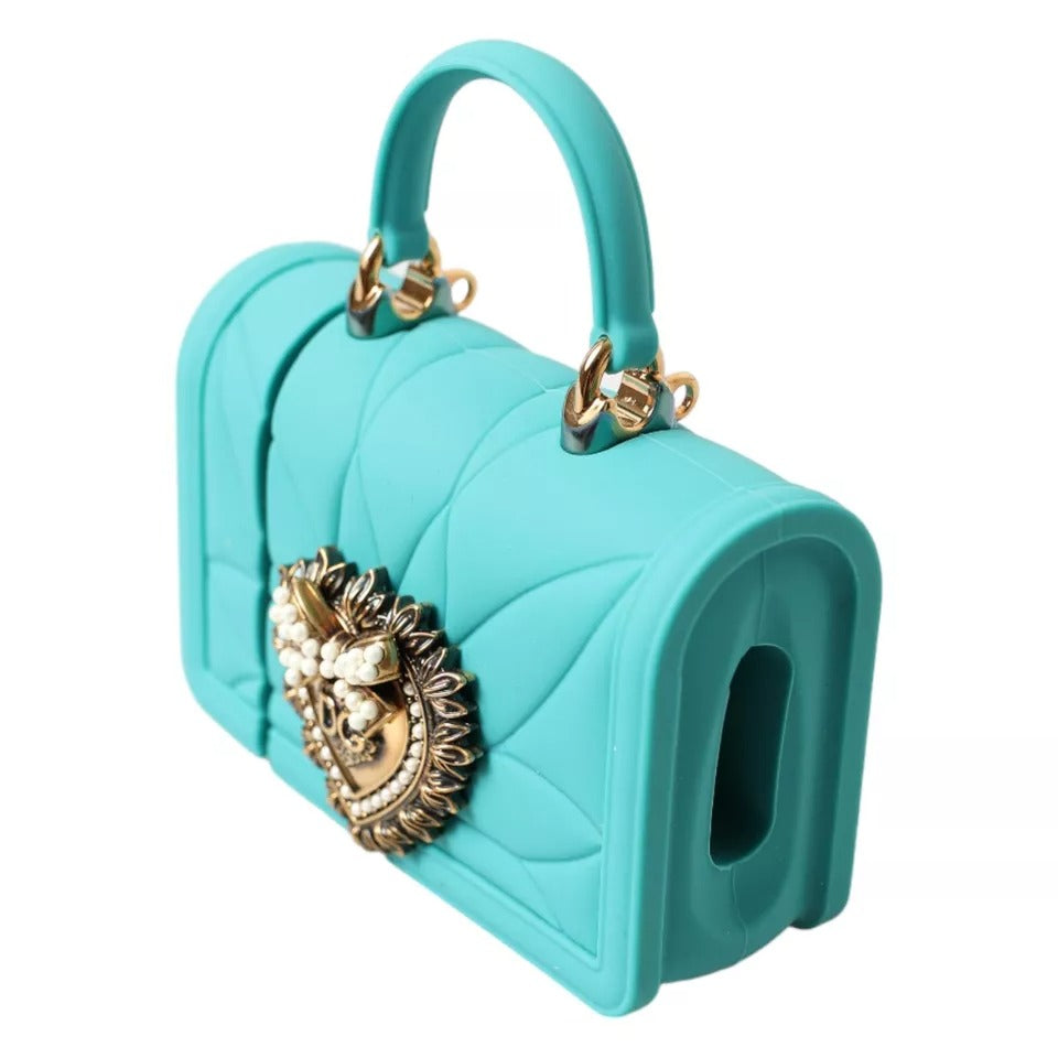 Funda de AirPods de silicona turquesa con forma de corazón Devotion de Dolce & Gabbana
