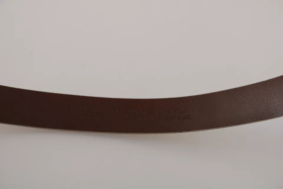 Cinturón de cuero Dolce & Gabbana color crema beige con hebilla dorada