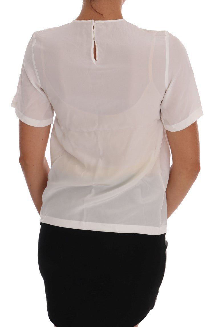 Dolce & Gabbana Blusa/camiseta de seda blanca ITALIA IS LOVE
