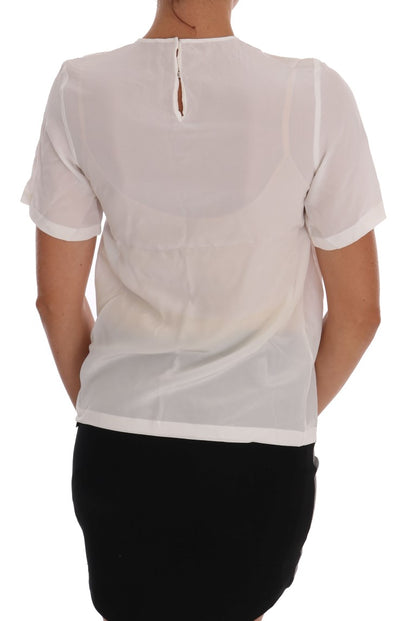 Dolce & Gabbana Blusa/camiseta de seda blanca ITALIA IS LOVE