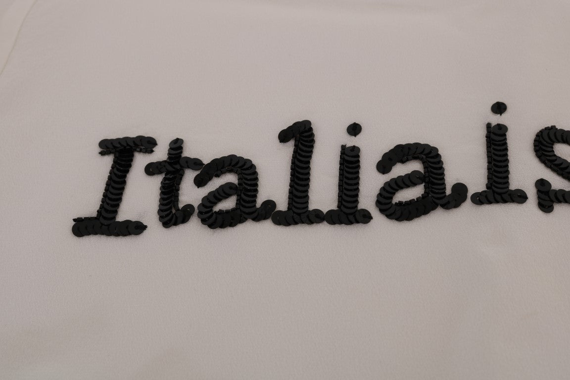 Dolce & Gabbana Blusa/camiseta de seda blanca ITALIA IS LOVE