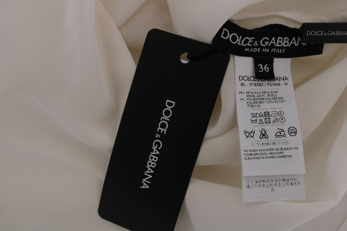 Dolce & Gabbana Blusa/camiseta de seda blanca ITALIA IS LOVE
