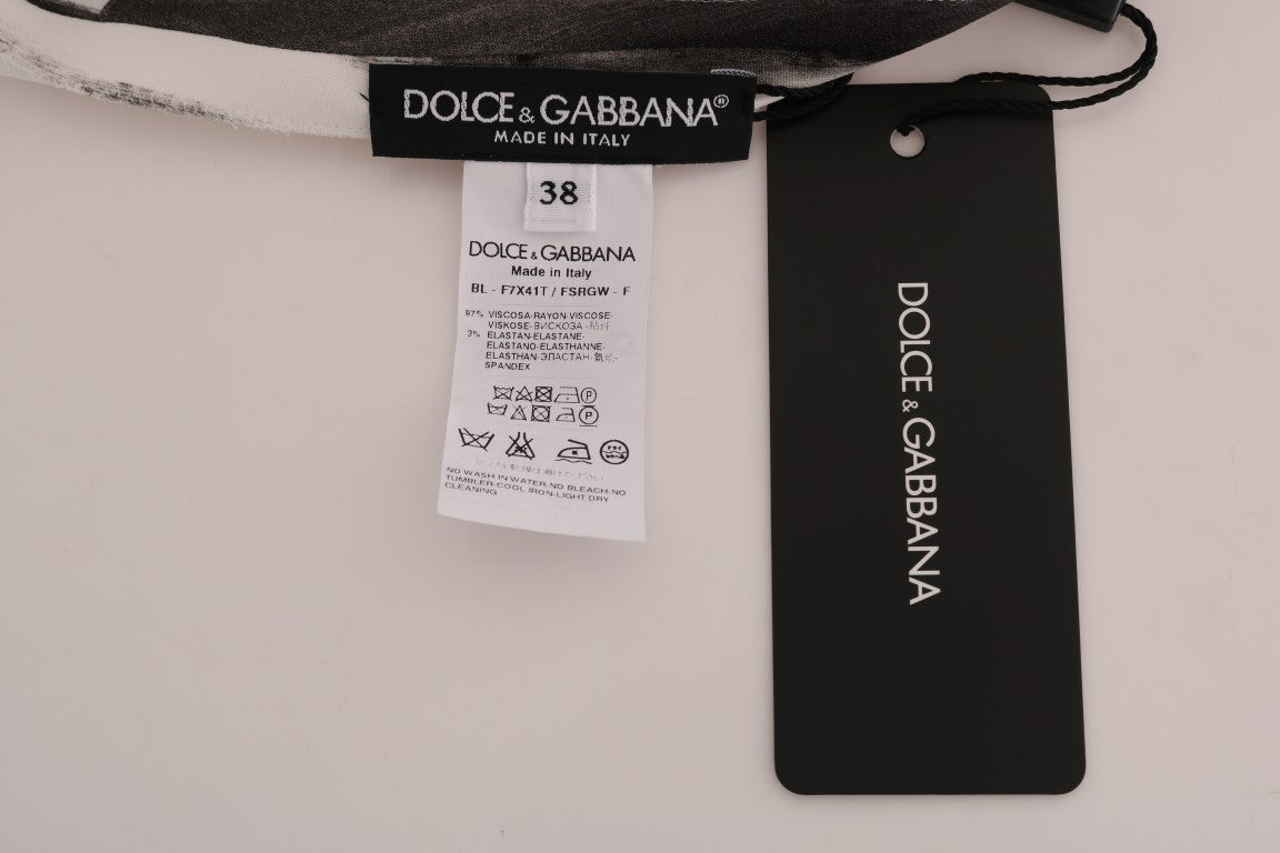 Top blusa con estampado a rayas blancas y negras de Dolce & Gabbana