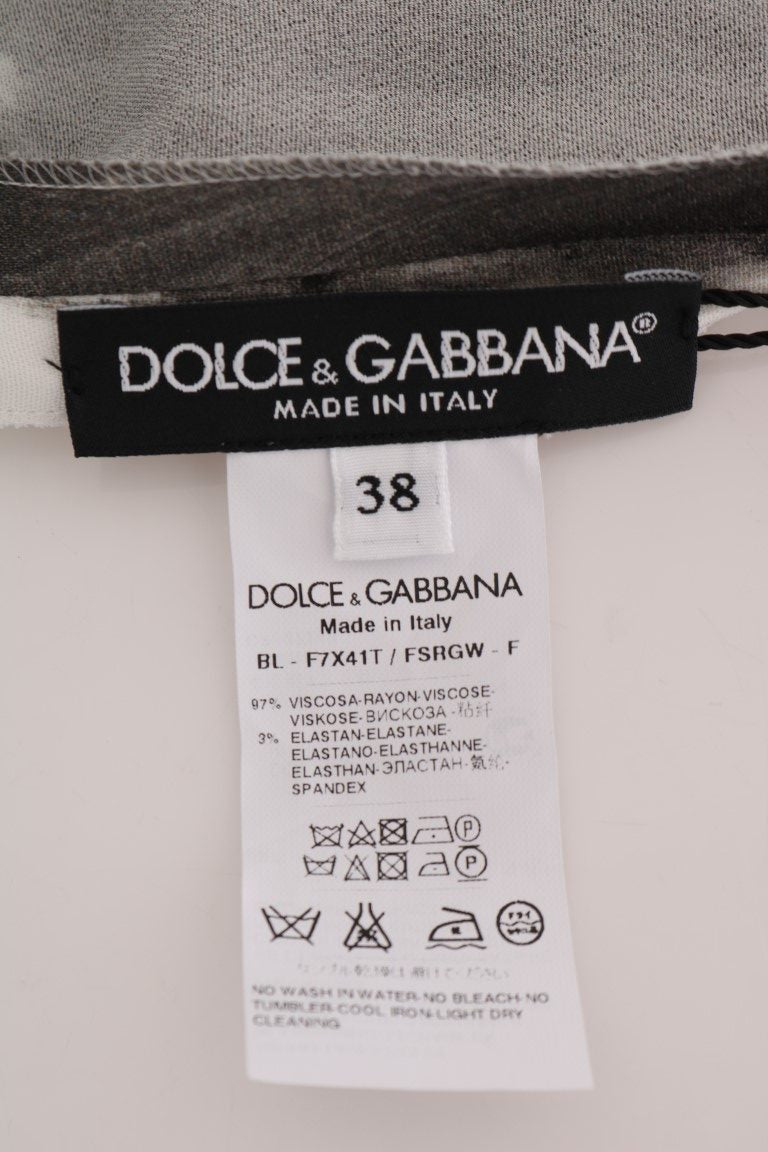 Top blusa con estampado a rayas blancas y negras de Dolce & Gabbana