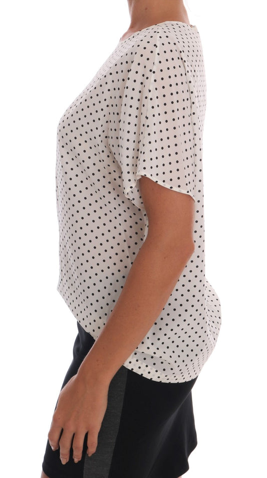 Camiseta de seda blanca con lunares de Dolce & Gabbana