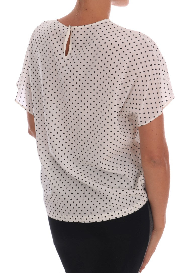 Camiseta de seda blanca con lunares de Dolce & Gabbana