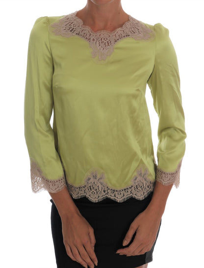 Blusa elástica de seda verde Dolce & Gabbana