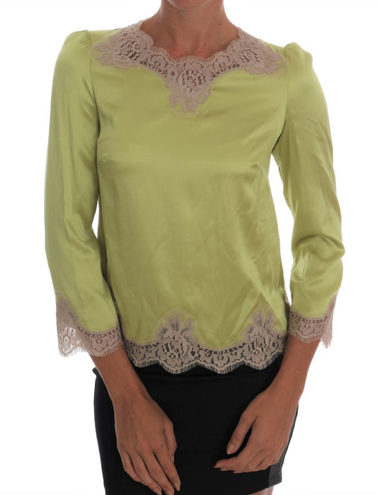Blusa elástica de seda verde Dolce & Gabbana
