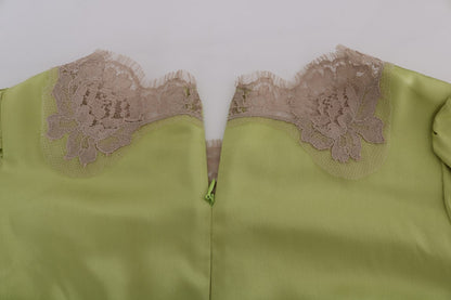 Blusa elástica de seda verde Dolce & Gabbana