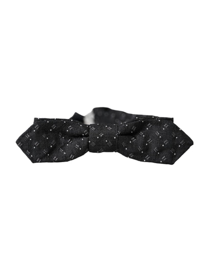Pajarita de hombre Papillon ajustable de seda negra con estampado Dolce & Gabbana