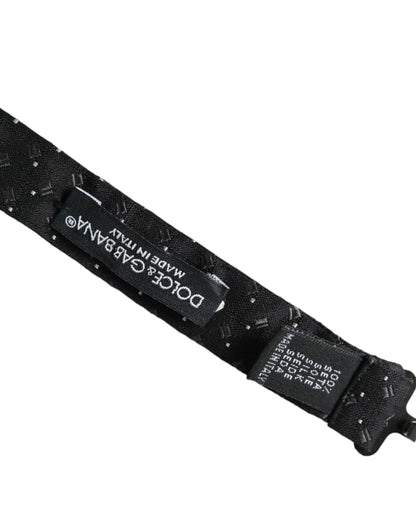 Pajarita de hombre Papillon ajustable de seda negra con estampado Dolce & Gabbana