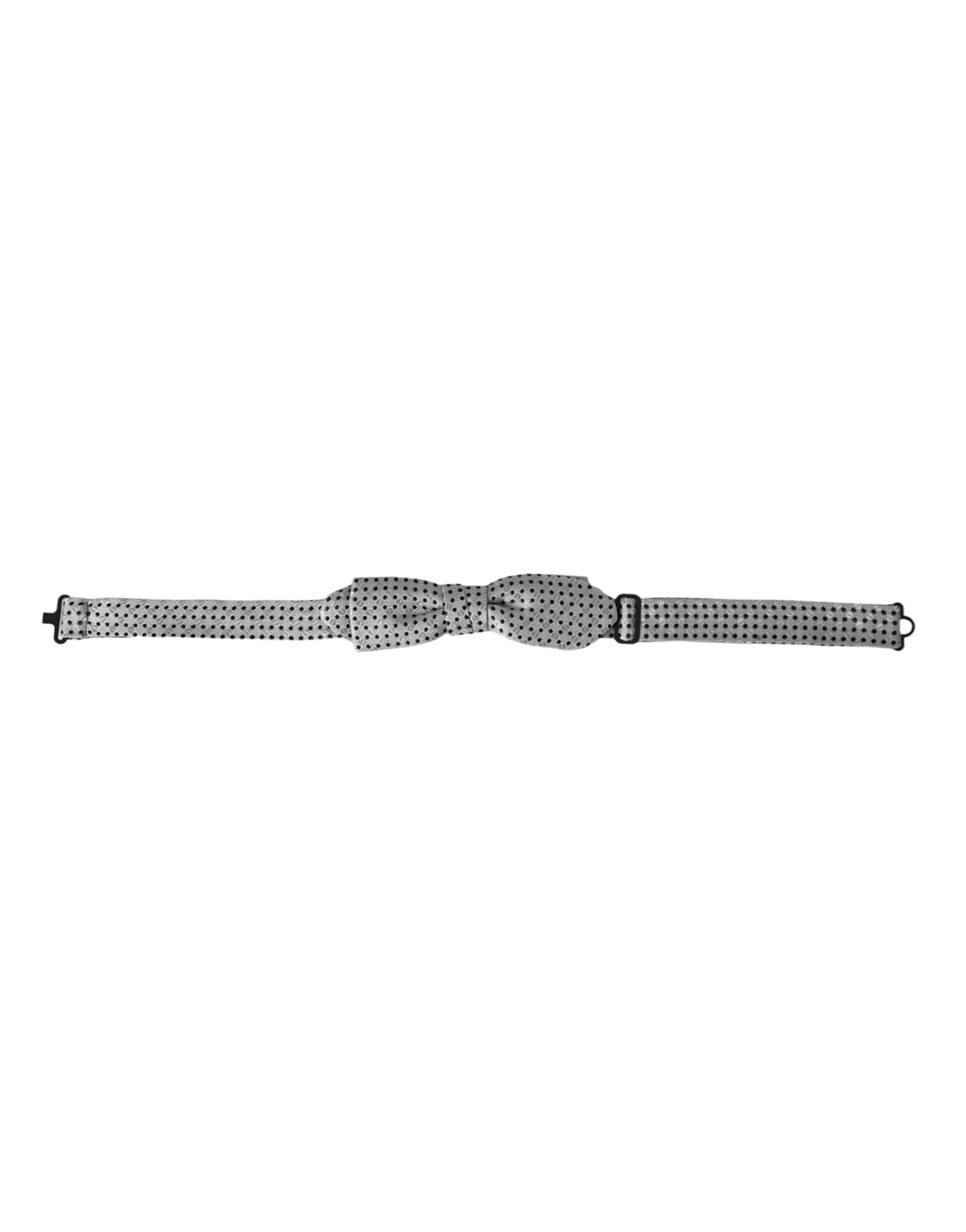 Pajarita de hombre Dolce & Gabbana de seda gris con puntos y lazo ajustable