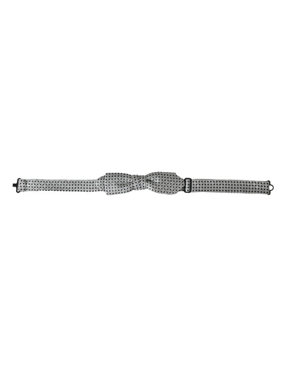 Pajarita de hombre Dolce & Gabbana de seda gris con puntos y lazo ajustable