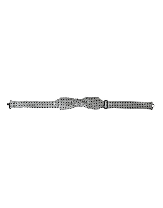 Pajarita de hombre Dolce & Gabbana de seda gris con puntos y lazo ajustable