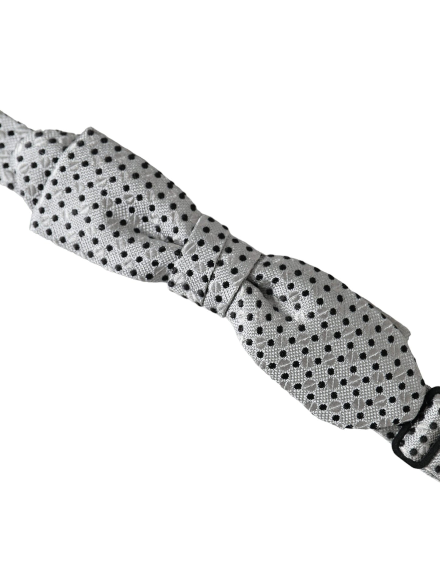 Pajarita de hombre Dolce & Gabbana de seda gris con puntos y lazo ajustable
