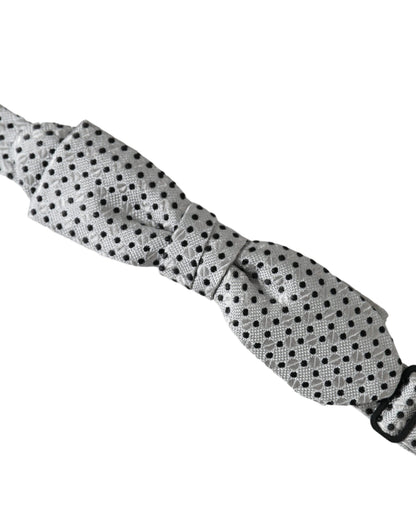 Pajarita de hombre Dolce & Gabbana de seda gris con puntos y lazo ajustable