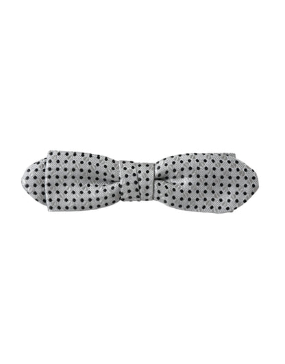 Pajarita de hombre Dolce & Gabbana de seda gris con puntos y lazo ajustable