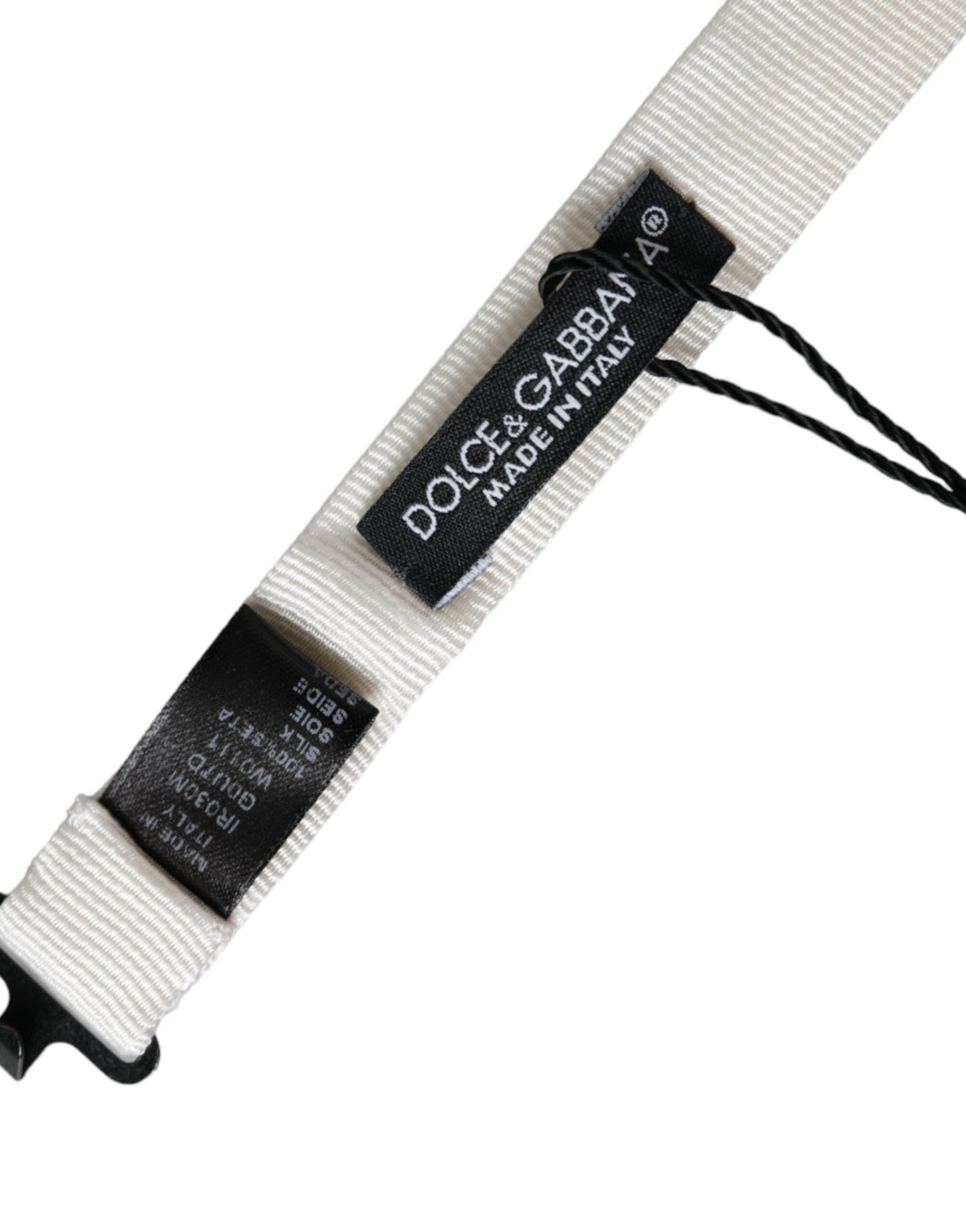 Pajarita de hombre Dolce & Gabbana de seda blanca con cuello ajustable