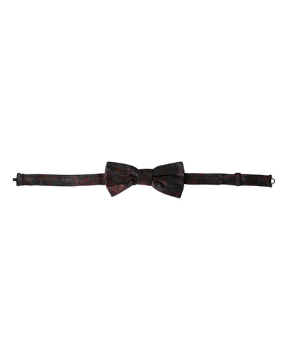 Pajarita de hombre Dolce & Gabbana roja y negra con estampado floral, ajustable para el cuello