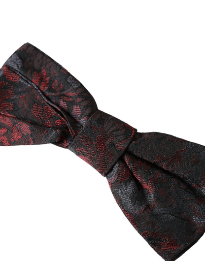 Pajarita de hombre Dolce & Gabbana roja y negra con estampado floral, ajustable para el cuello