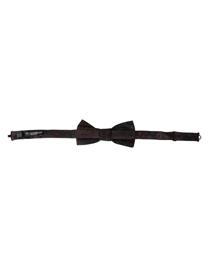 Pajarita de hombre Dolce & Gabbana roja y negra con estampado floral, ajustable para el cuello