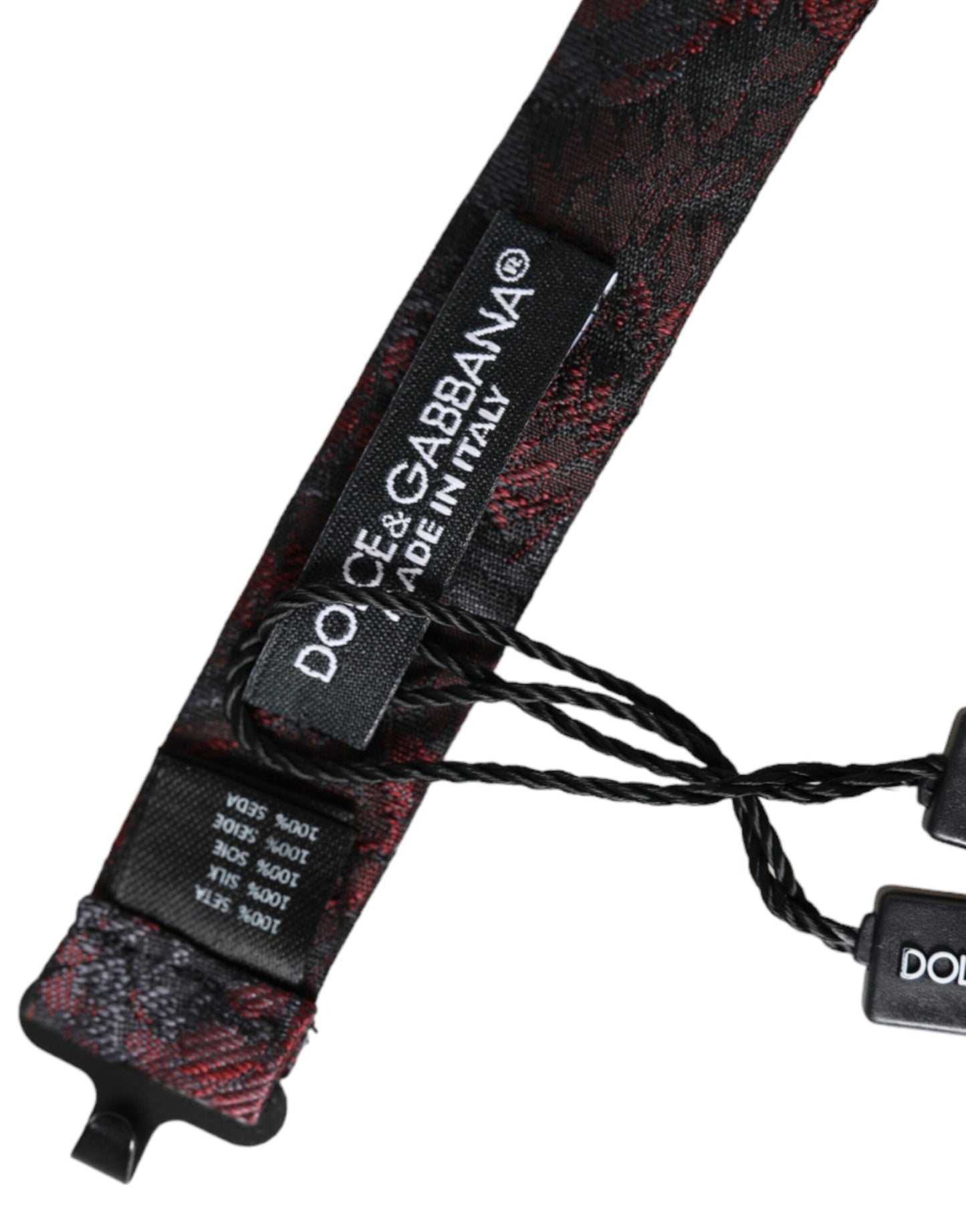 Pajarita de hombre Dolce & Gabbana roja y negra con estampado floral, ajustable para el cuello