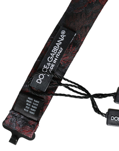 Pajarita de hombre Dolce & Gabbana roja y negra con estampado floral, ajustable para el cuello