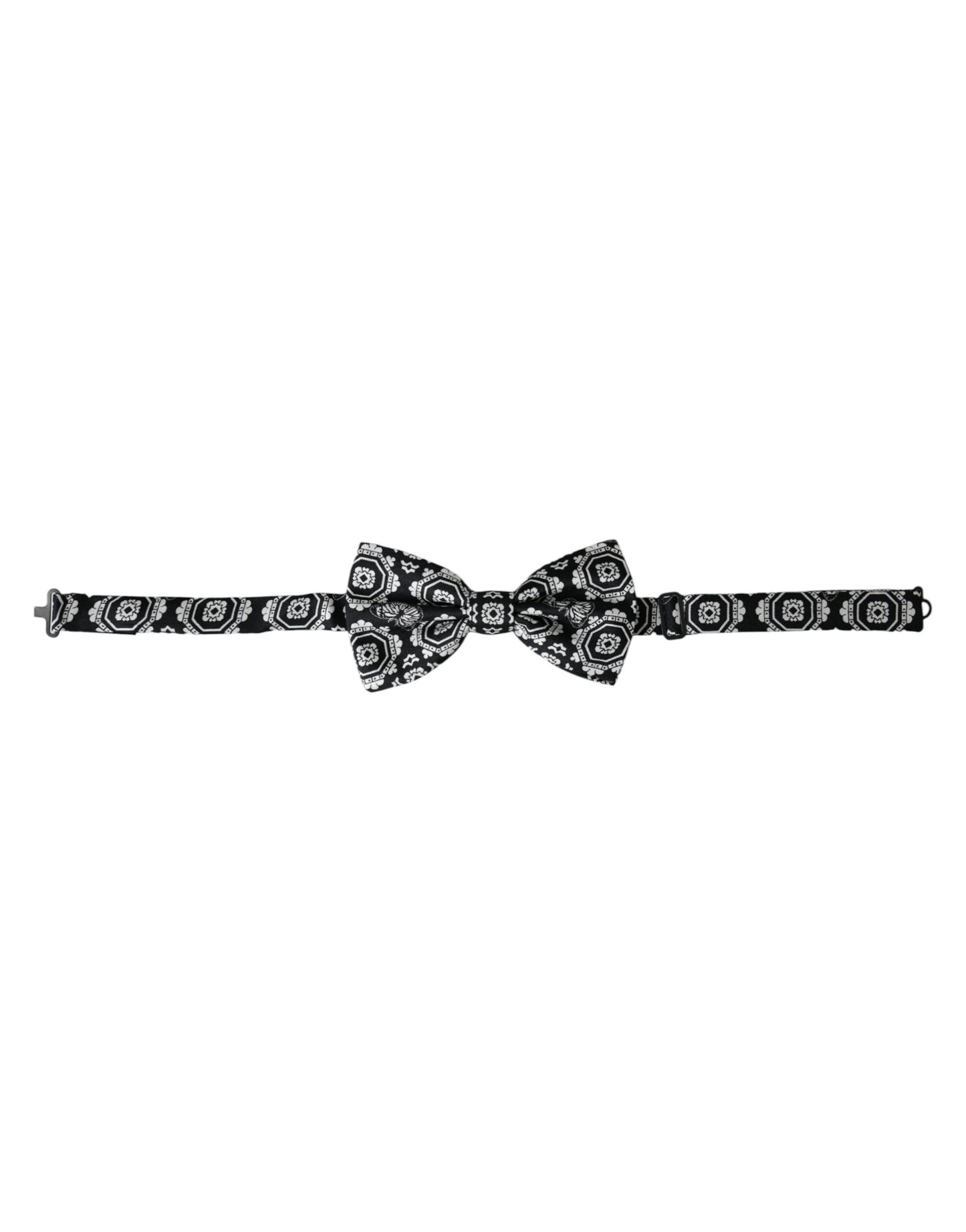 Pajarita para hombre Dolce & Gabbana ajustable, estampado blanco y negro