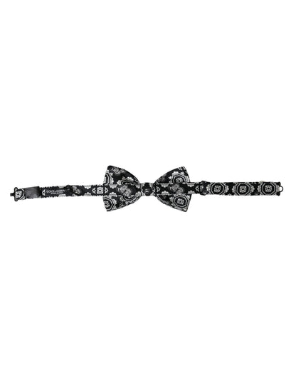 Pajarita para hombre Dolce & Gabbana ajustable, estampado blanco y negro
