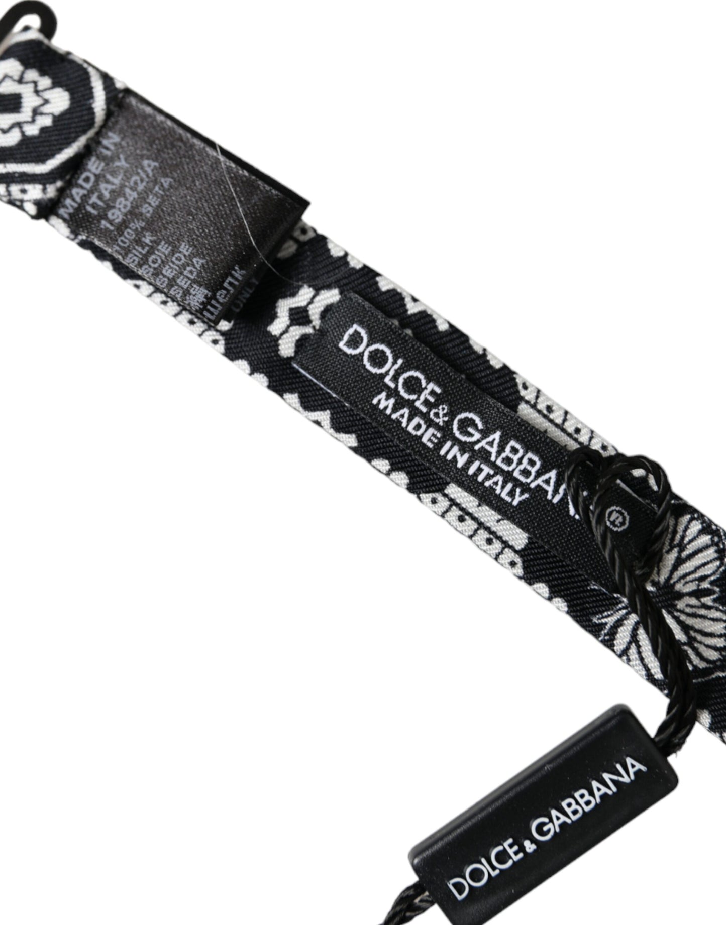 Pajarita para hombre Dolce & Gabbana ajustable, estampado blanco y negro